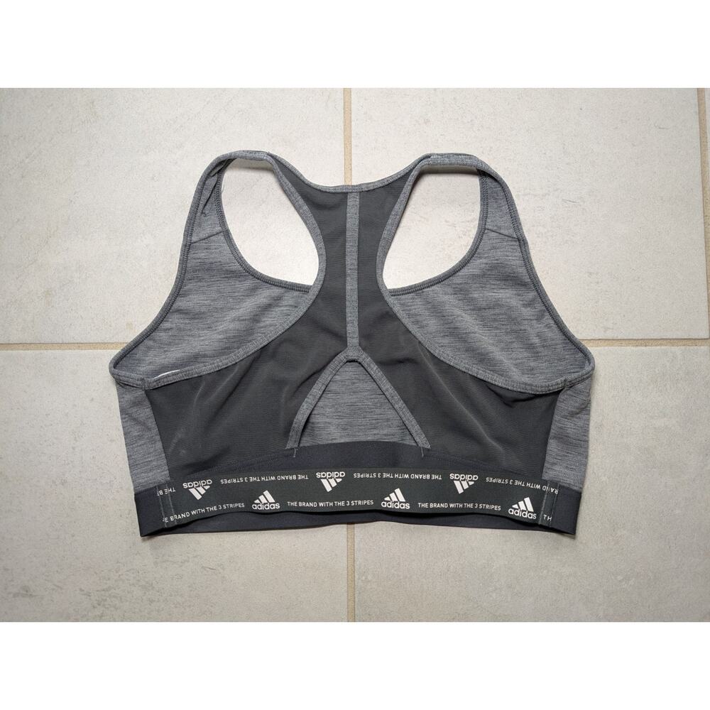 Adidas Dark Gray Heather Sports Training Bra Women's Size L D-DD Medium Support - Picture 3 of 9